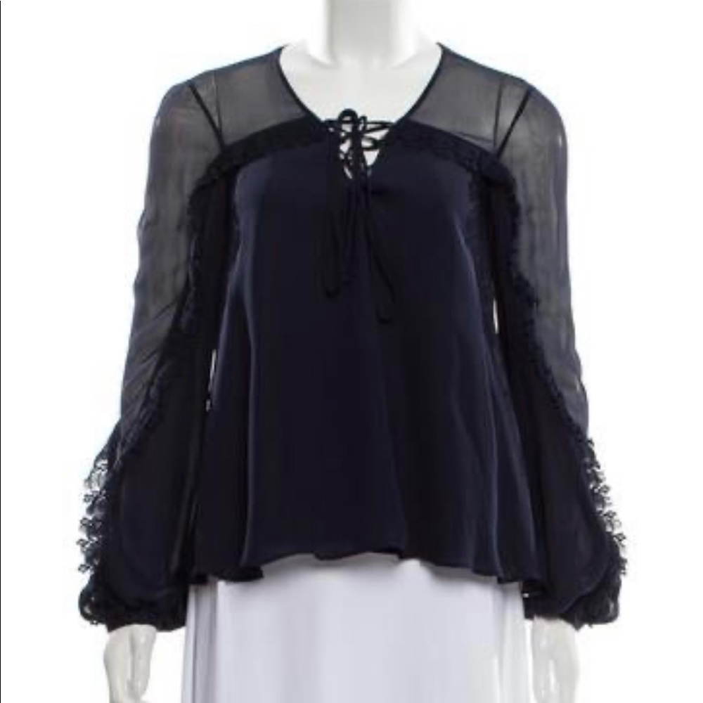 Haute Hippie navy sheet blouse